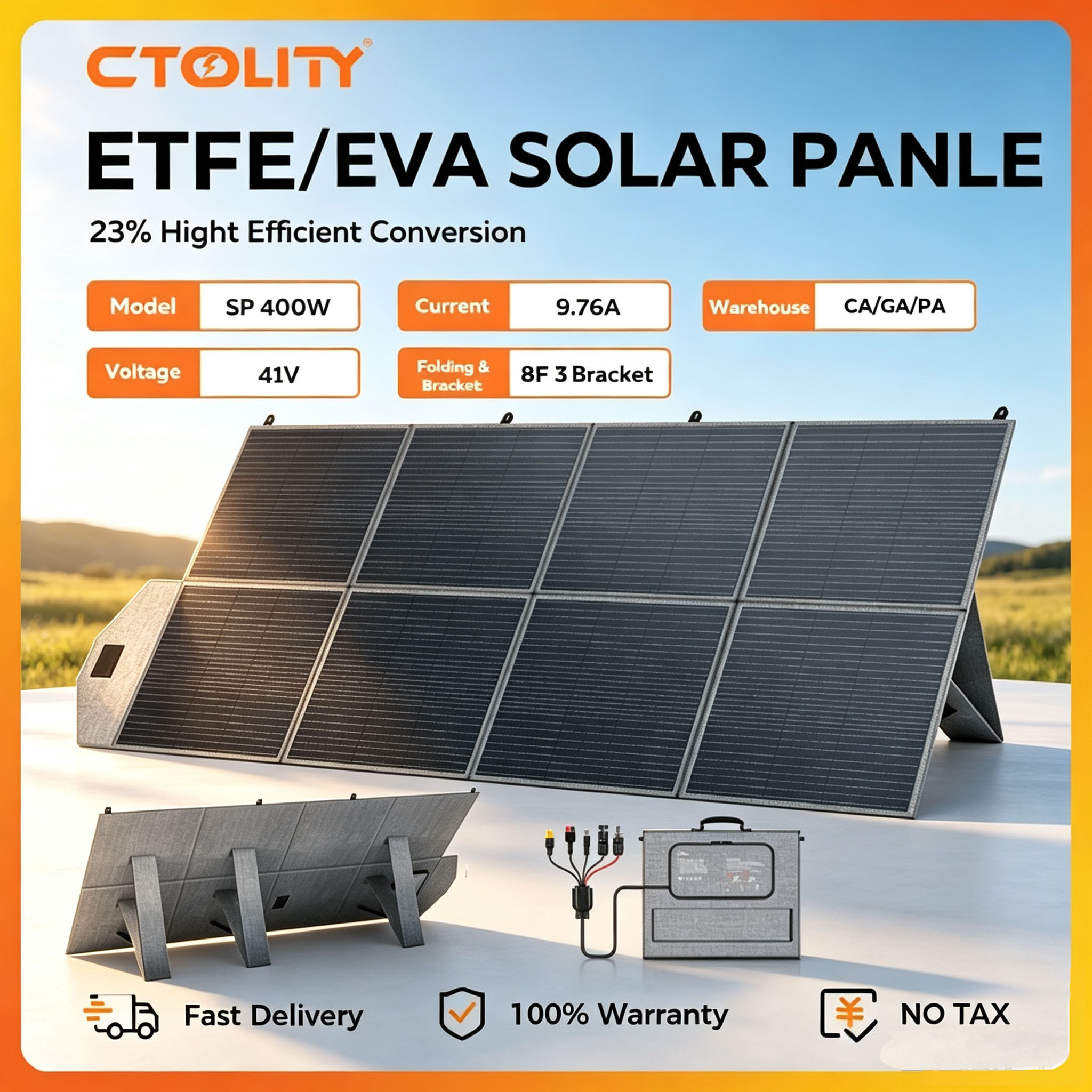 Rv Solar Panel Kit 400W - CTOLITY 400 واط، لوحة شمسية محمولة،