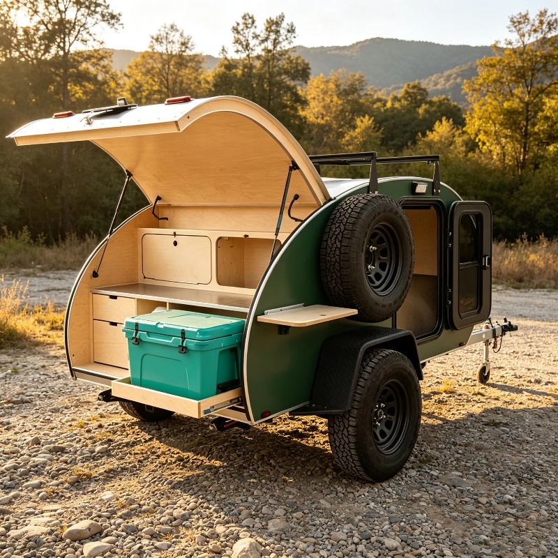 Camper Trailer Suspension Independent - مقطورة متعددة الأغراض للرحلات البرية والتخييم،