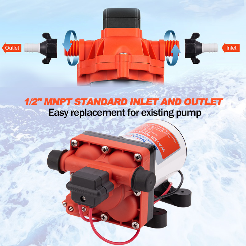 12 فولت البحرية الذاتي فتيلة م - مراجعة Rv Water Pump 12V 55Psi وسعره