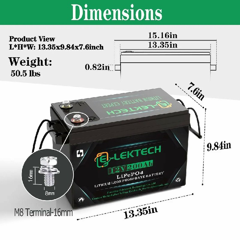 بطارية ليثيوم LiFePO4 بجهد 12  - مراجعة Rv Lithium Battery 200Ah وسعره