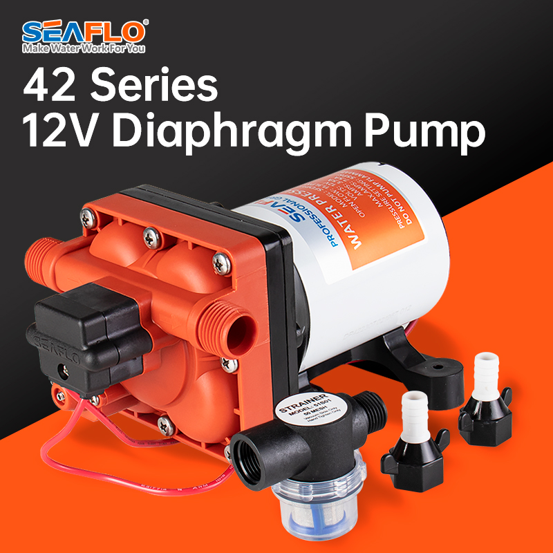 مضخة مياه بحاجز من سلسلة Seafl - مراجعة Rv Water Pump 12V 55Psi وسعره