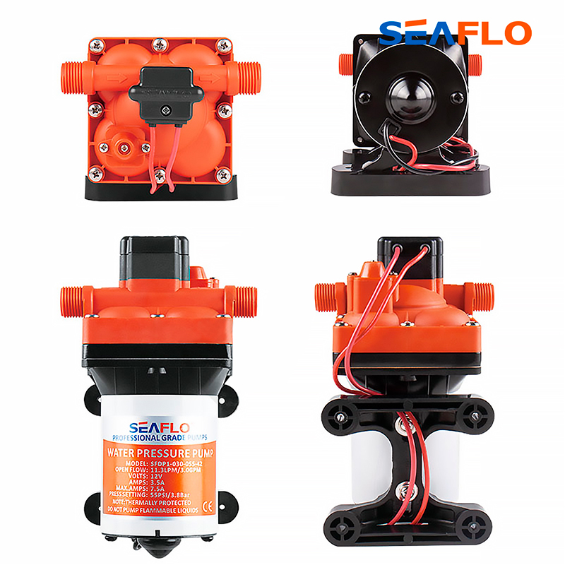 مضخة مياه بحاجز من سلسلة Seafl - مراجعة Rv Water Pump 12V 55Psi وسعره