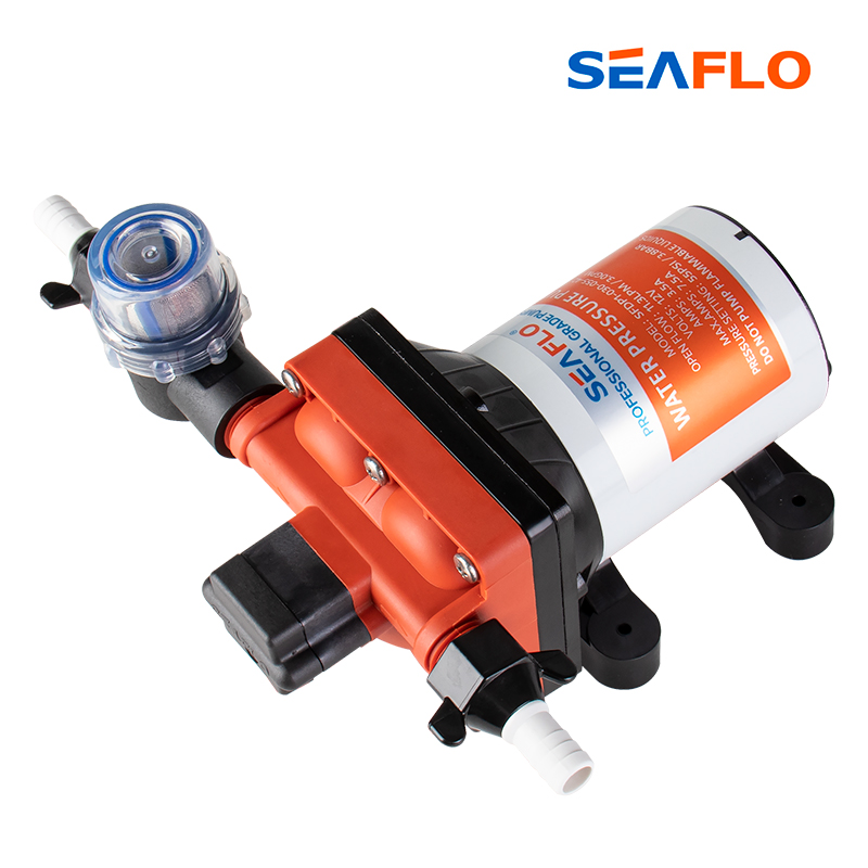 مضخة مياه بحاجز من سلسلة Seafl - مراجعة Rv Water Pump 12V 55Psi وسعره